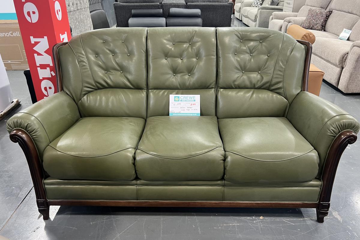 Green Leather 3 Seater